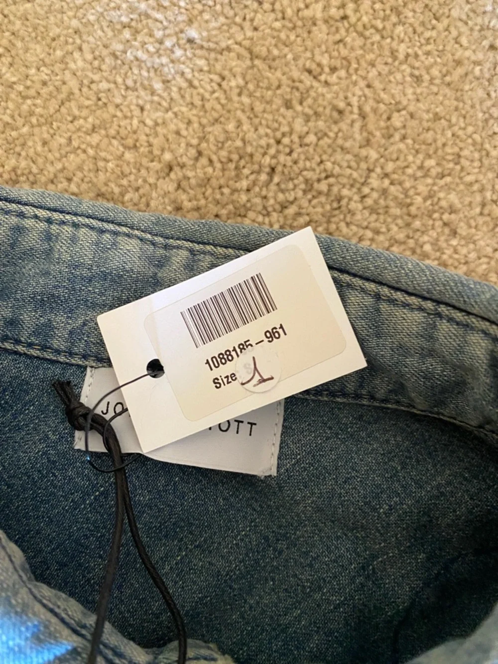 John Elliott Light Blue Denim Shirt with pearl Snaps - Picture 3 of 6